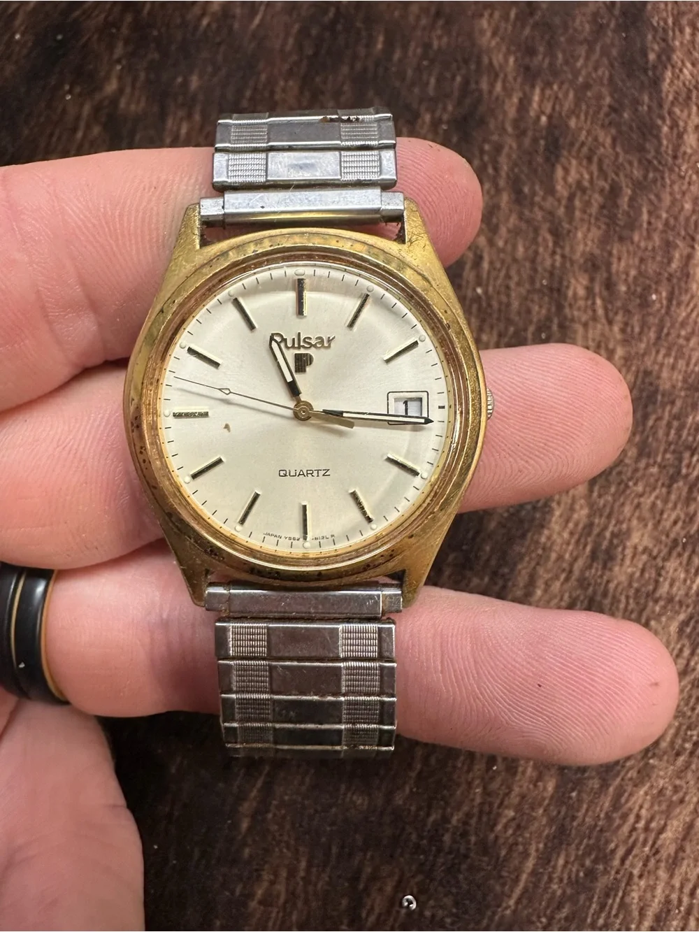 Vintage Pulsar Two-Tone Stainless Back Engraved Watch
